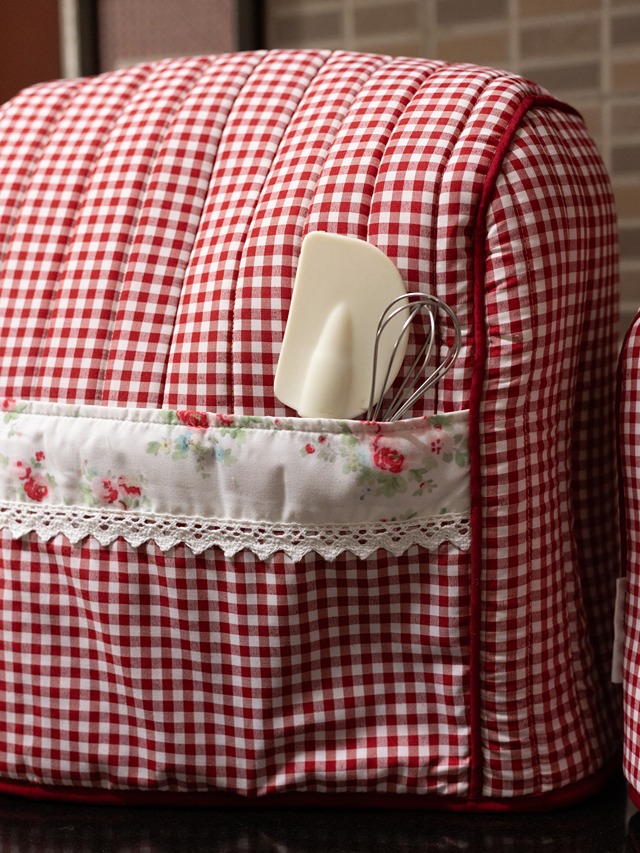 Kitchen Aid Cover - Red gingham with red rose whispers themed detailing 