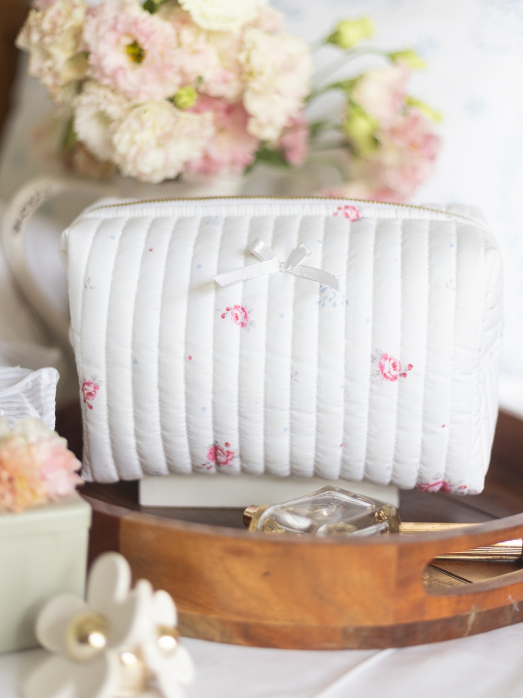 Quilted Multipurpose Pouch / Cosmetic Kit - Snow White (Large size: 9