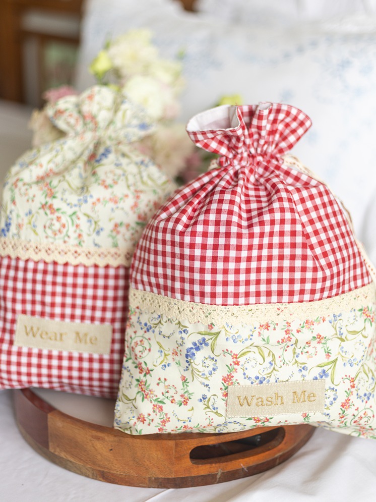 Drawstring Bags - Whispering Wildflowers (Set of 2 units - Wear Me and Wash Me) 