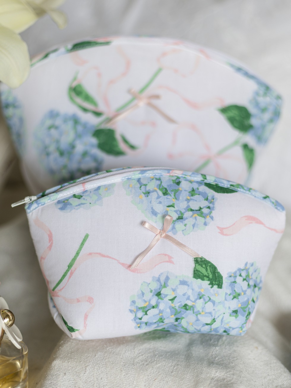 Multipurpose Pouch / Cosmetic Kit - Hydrangea Dreams - Set of Two (Medium & Large)