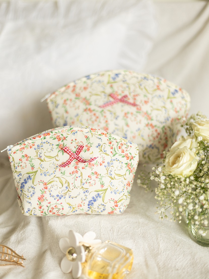 Multipurpose Pouch / Cosmetic Kit - Whispering Wildflowers - Set of Two (Medium & Large)