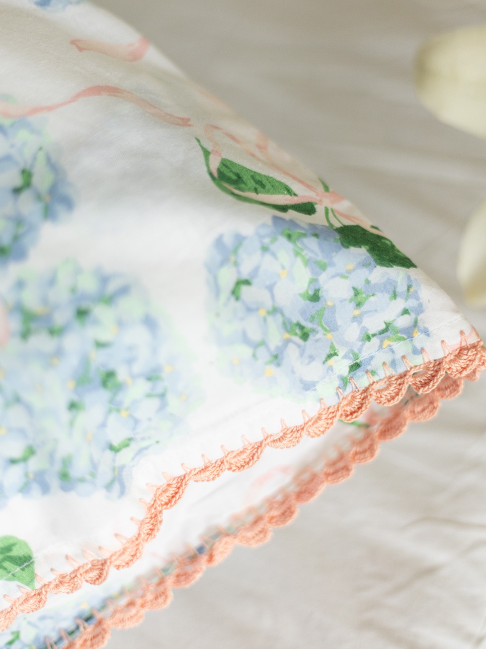 Pillow Covers - Hydrangea Dreams with handmade crochet lace detailing (Set of 2 units)