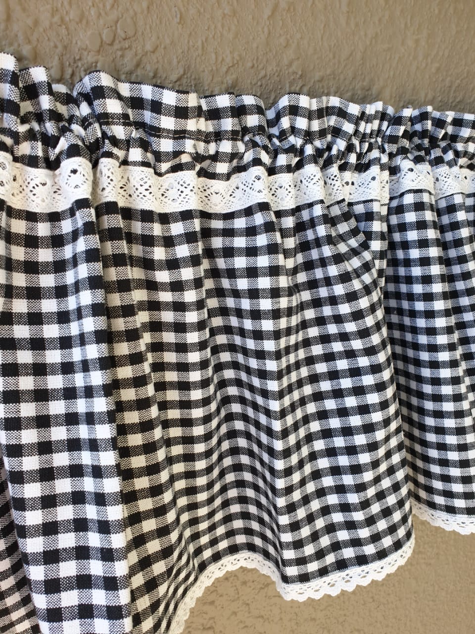 Kitchen valance - Classic Black & White Gingham Themed (68