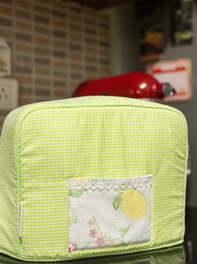 Toaster Cover - Light green gingham with lemon detailing