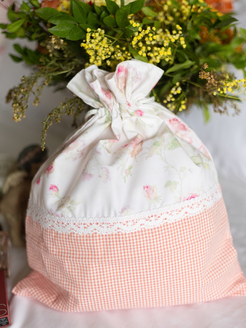 Drawstring Bag - Blush and Bloom (Size: 12