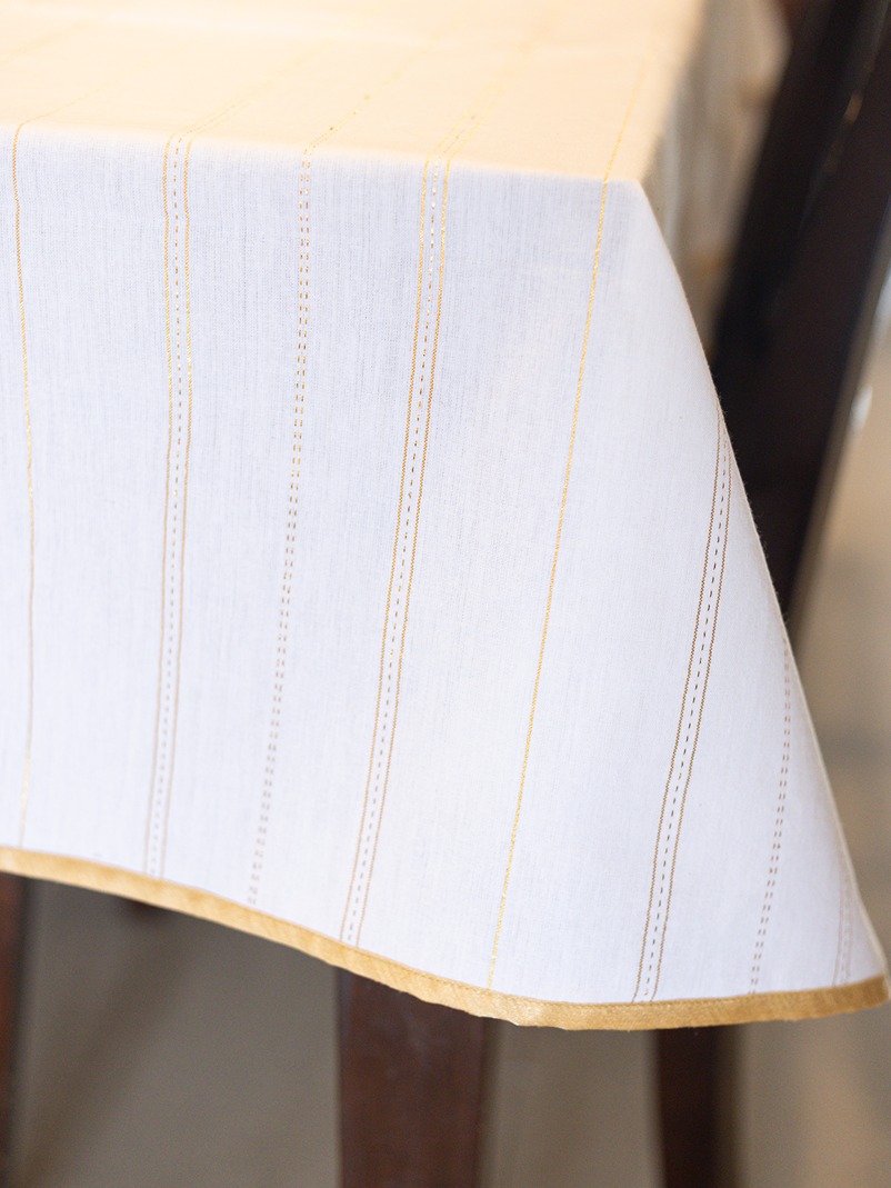 Table Cover - Off-white with rich gold detailing (4 Seater / 6 Seater / 8 Seater)