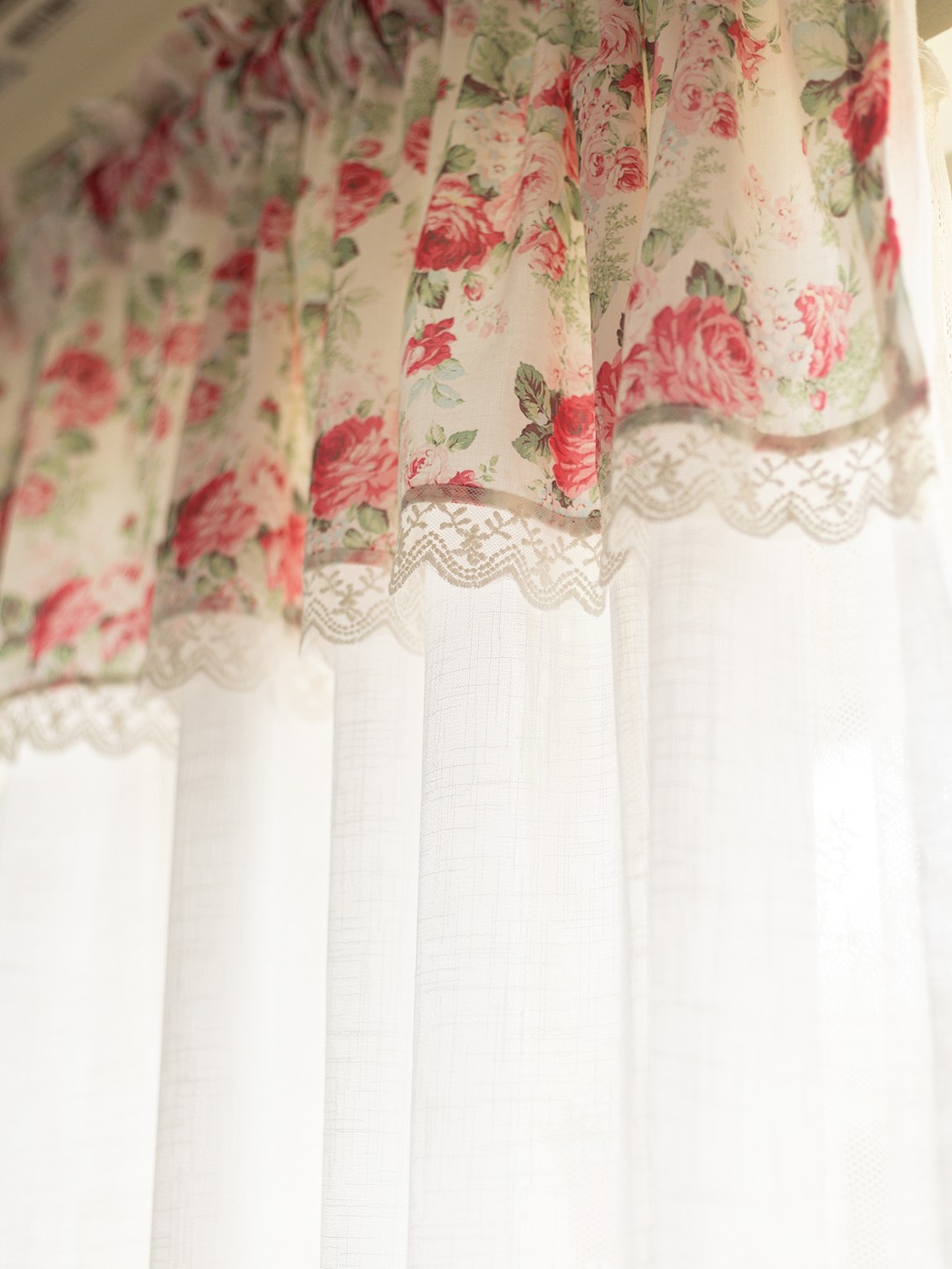 Door / Window Curtain - White Sheer - Eternal Rose Collection (Single Unit)