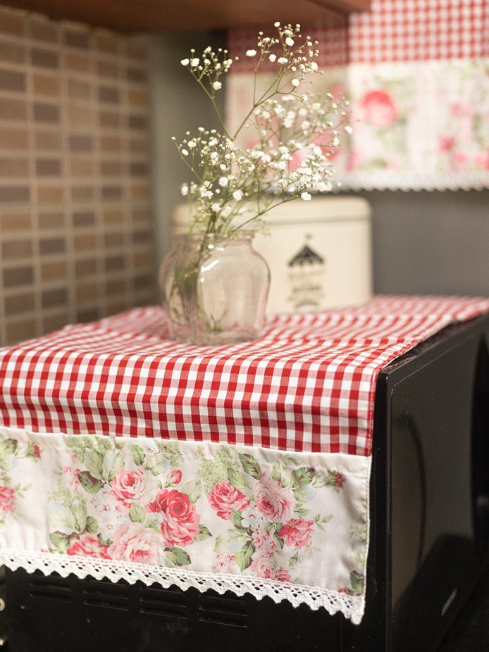 Oven Top Cover - Red Gingham - Eternal Rose Collection