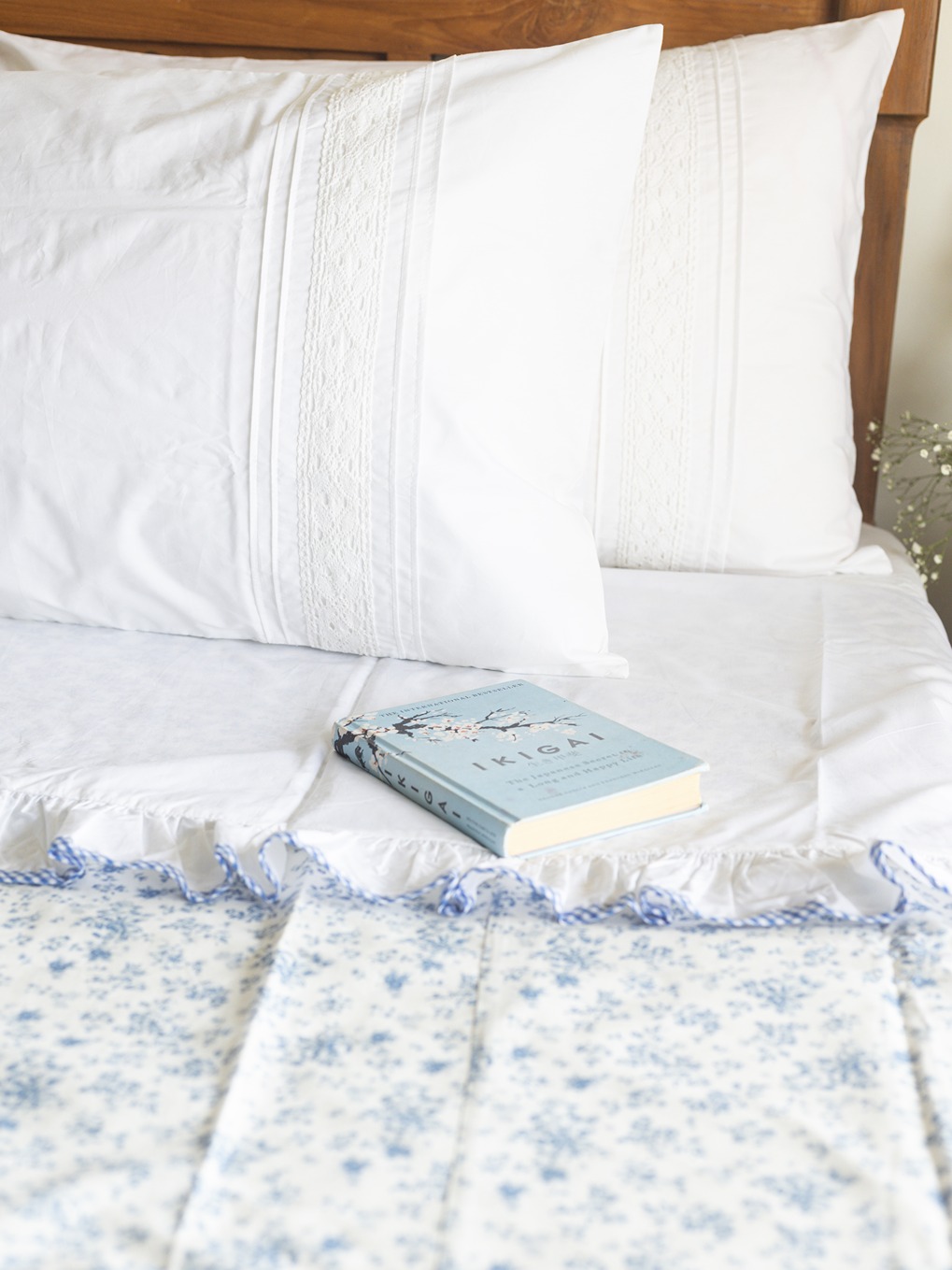 Pillow Covers - Classic White pillow covers with fine lace and pintuck detailing (Set of 2 units)