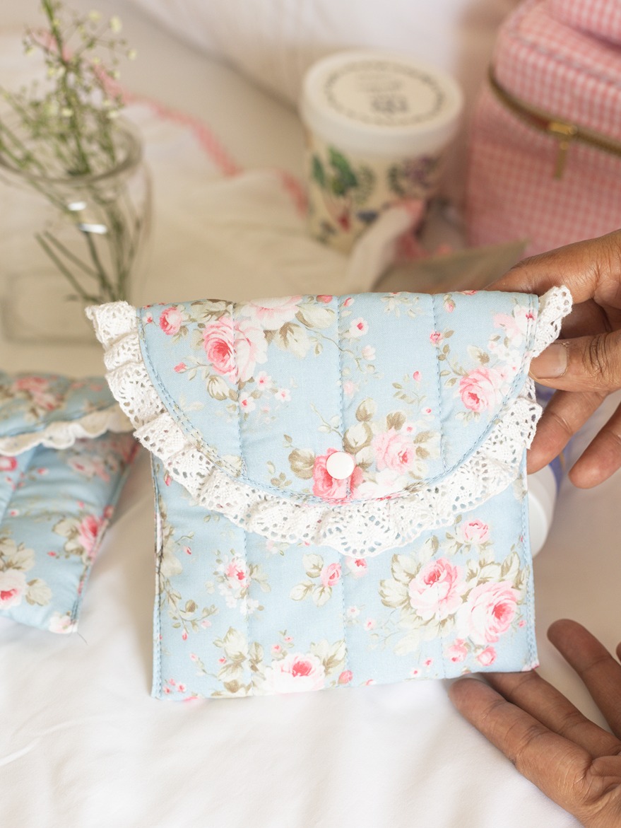 Sanitary Pouch - Quilted - Whimsical Rose