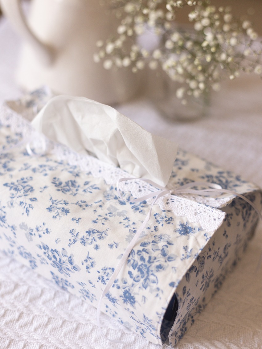 Tissue Box Cover - Whispering Blue Florals (Single Unit) - Large 