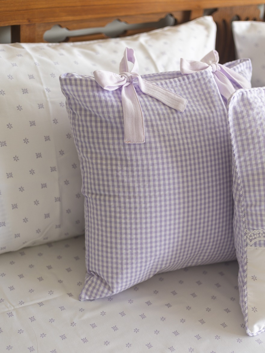 Cushion Covers - Sweet Lavender Hush - Gingham and Bow (16