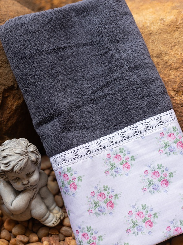 Bath Towel - Dark grey - Garden Whispers (Single Unit)