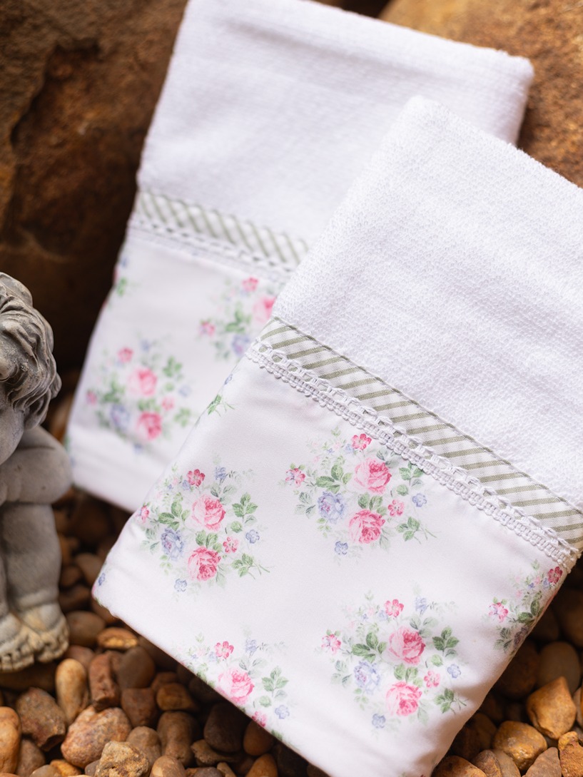 Hand Towel - Garden Whispers - White (Size: 16