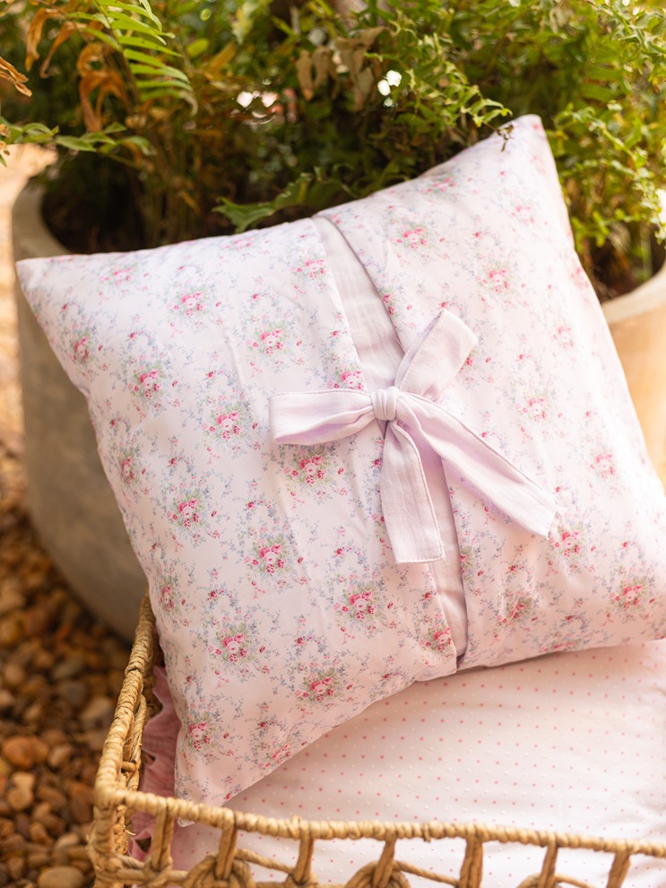 Cushion Covers - Pinkish Floral - Bow (16