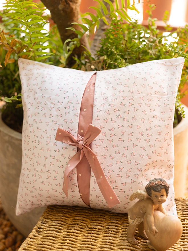 Cushion Covers - Pretty Little Pink Floral - Bow (16