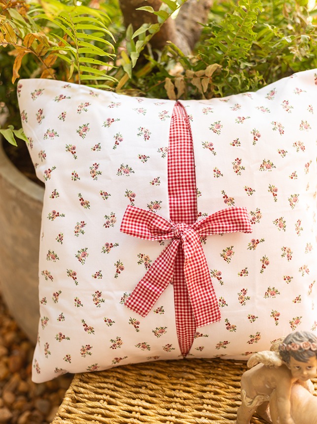 Cushion Covers - Pretty Little Red Floral - Bow (16