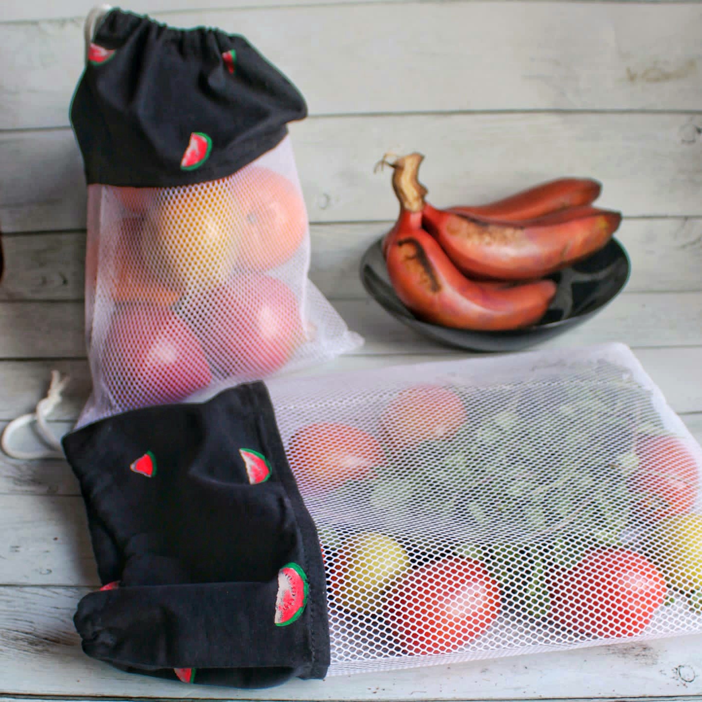 Reusable Veggie Bag - Watermelon on black themed