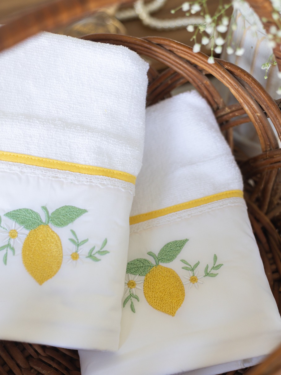Hand Towel - Lemon Themed Embroidery (Size: 16
