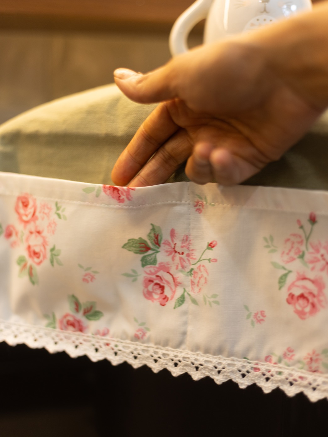 Fridge Top Cover - Floral Bliss - Green (Size: Large / Medium)