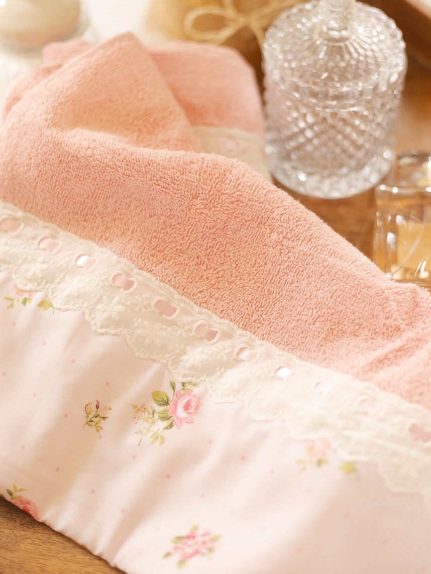 Hand Towel - Light Pink - Buttercup Roses (Size: 16