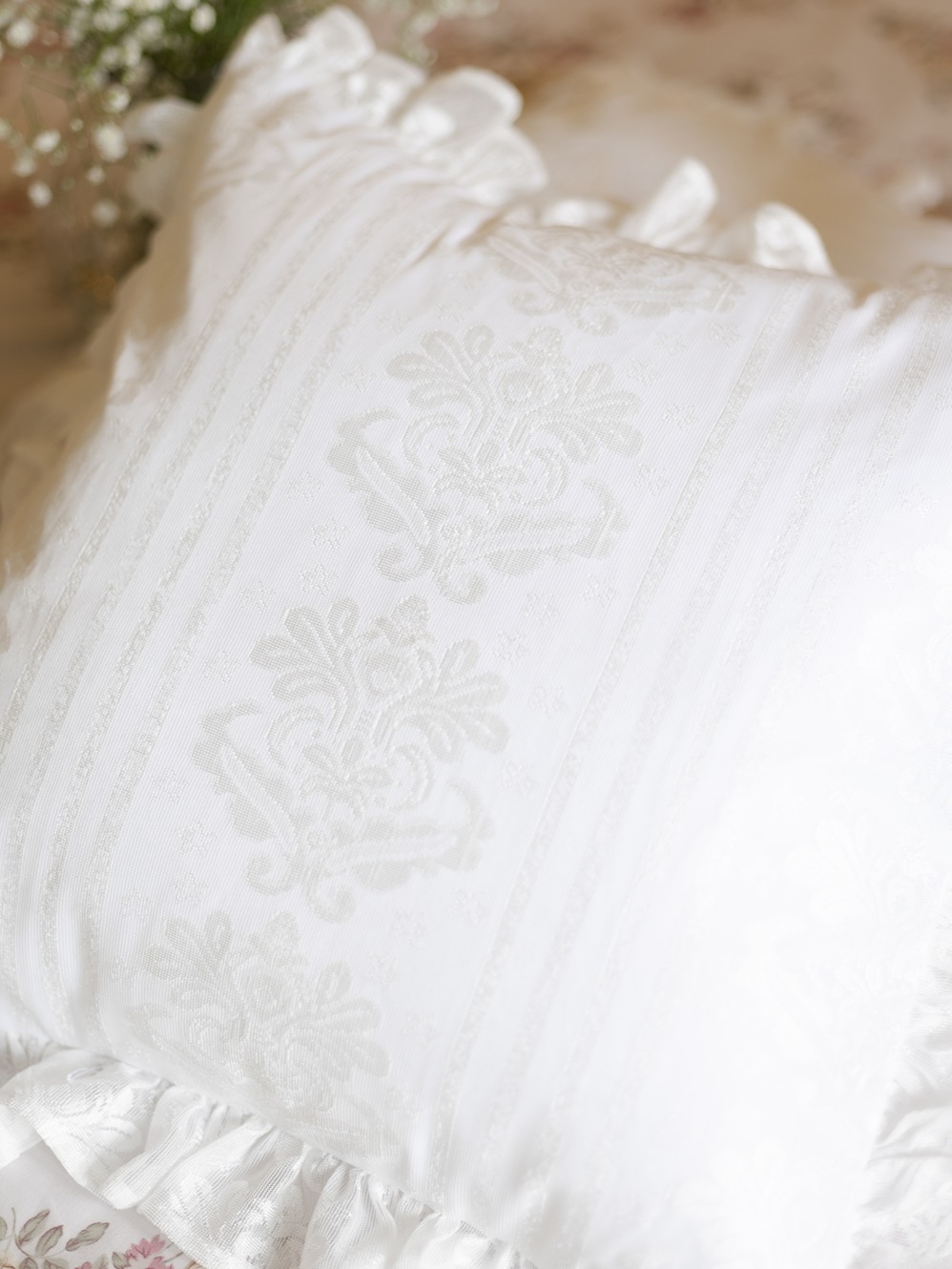 Cushion Covers - White Leela Lace with frills (16