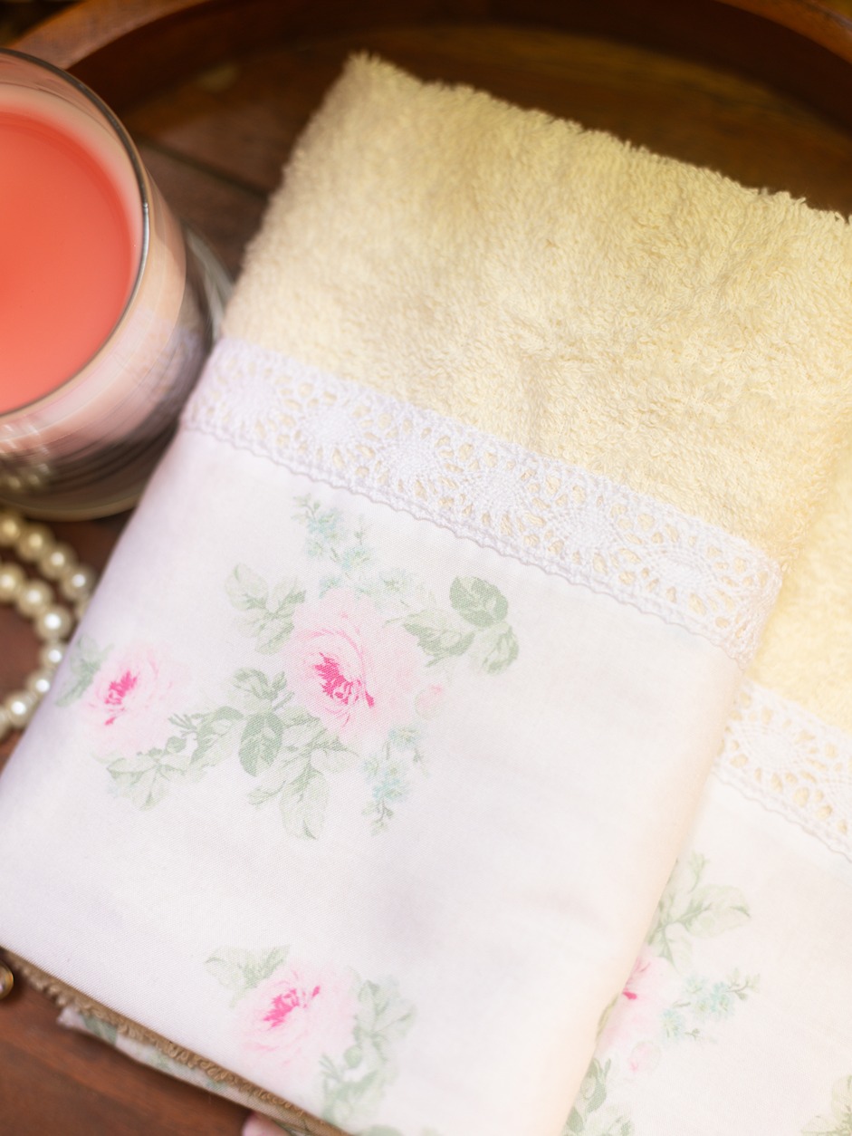 Hand Towel - Cream - Blush Rose (Size: 16