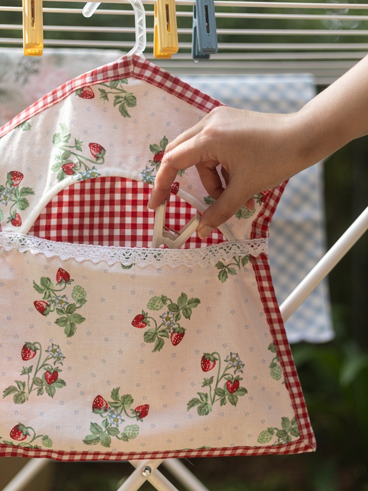 Peg Bag - Strawberry and Gingham Themed