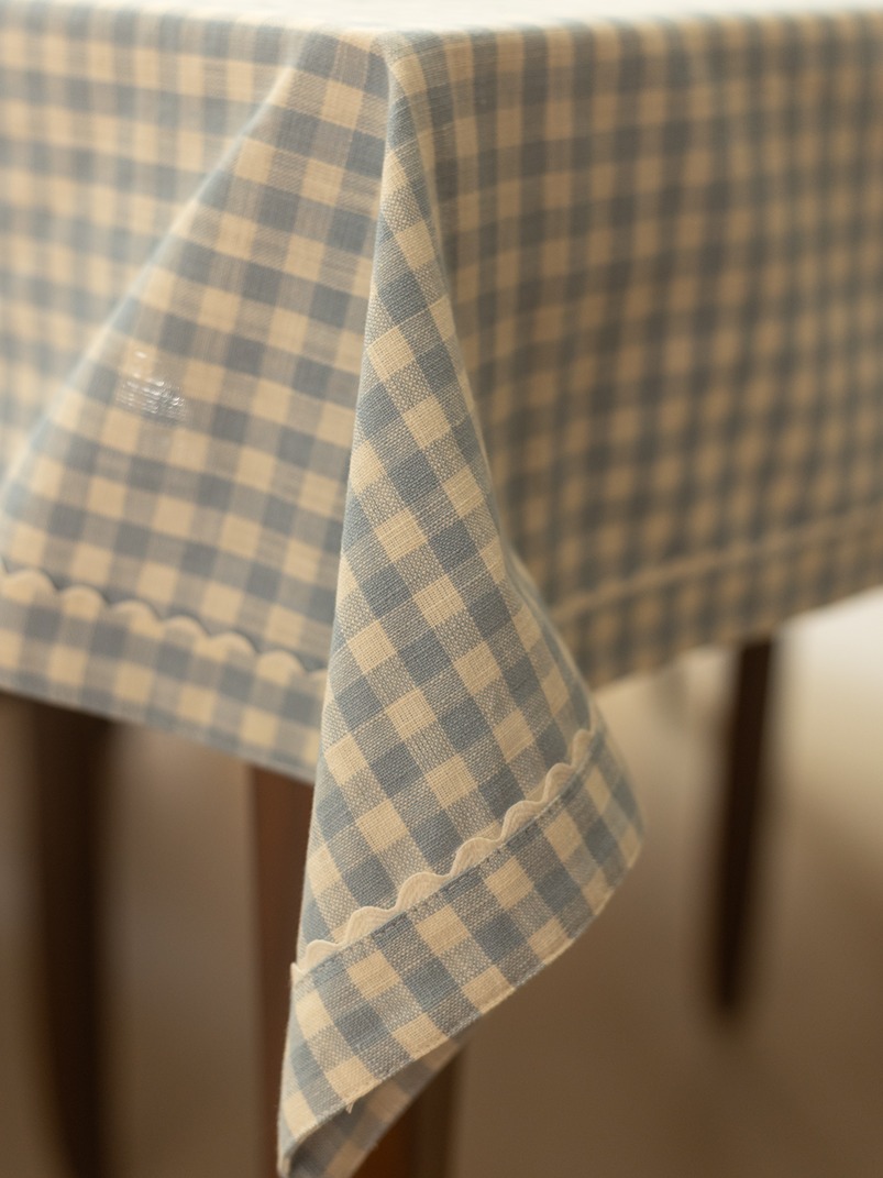 Table Cover - Cottage Vibes - Soft Blue Gingham (4 Seater / 6 Seater / 8 Seater)