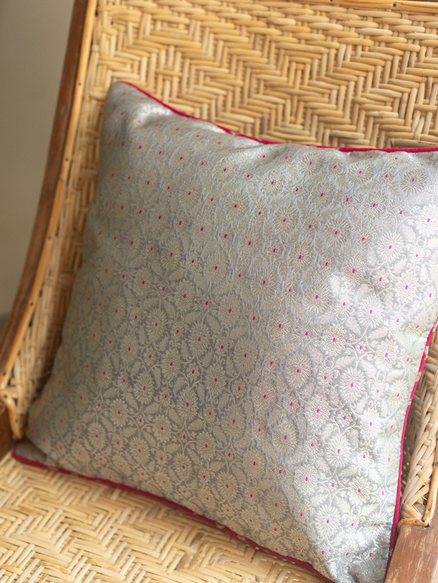 Cushion Covers - Festive - Rich Grey Brocade (16