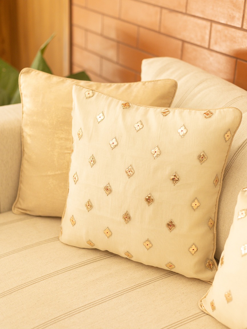 Cushion Covers - Festive - Ivory Chanderi (16