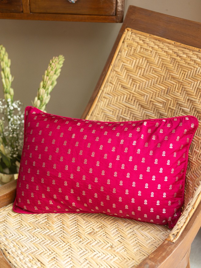 Lumbar Cushion Covers - Festive - Gulabi Silver (12