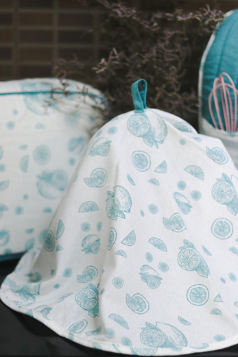 Kitchen Appliance Cover (Circular, For Mixies, Kettles etc ) - Turquoise blue lemon