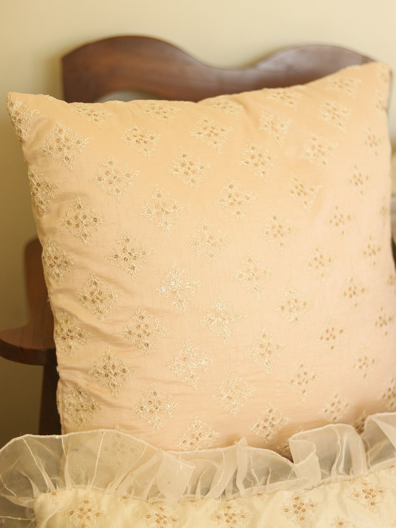 Cushion Covers - Festive Delight - Light pink with embroidery - 16